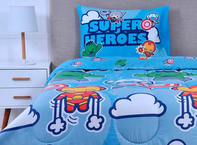 PLUMÓN MARVEL AVENGERS KAWAII 1.5 PLAZAS CELESTE ESTAMPADO - 1