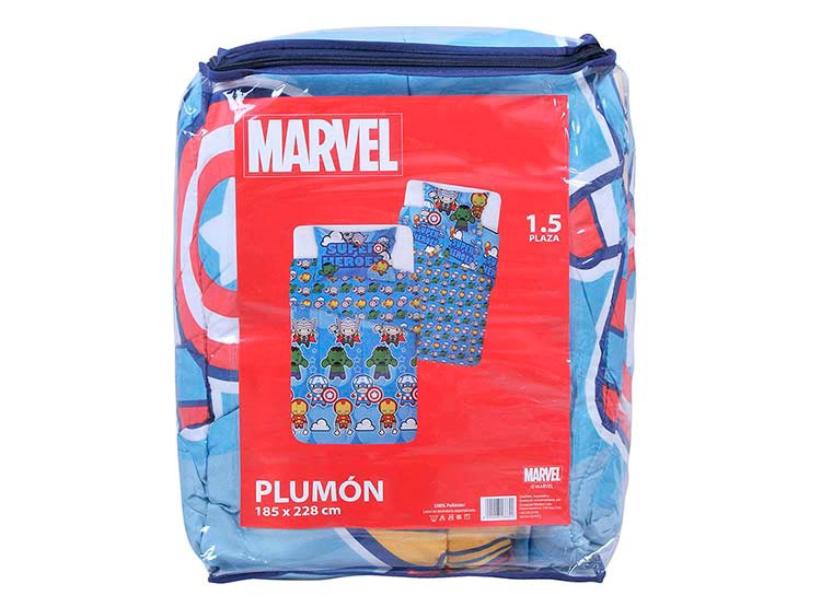 PLUMÓN MARVEL AVENGERS KAWAII 1.5 PLAZAS CELESTE ESTAMPADO - 3