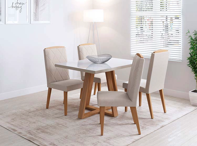 JUEGO DE COMEDOR DECOCASA MARA DAISY 4 SILLAS BLANCO - 1