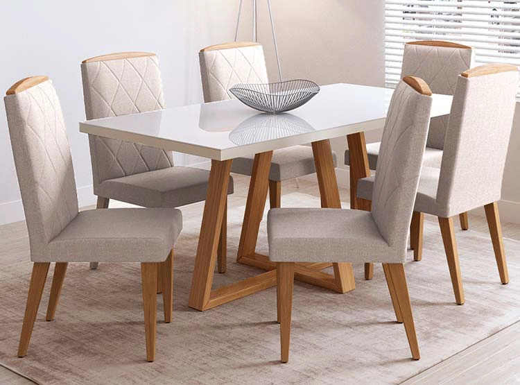 JUEGO DE COMEDOR DECOCASA MARA DAISY 6 SILLAS BLANCO - 1