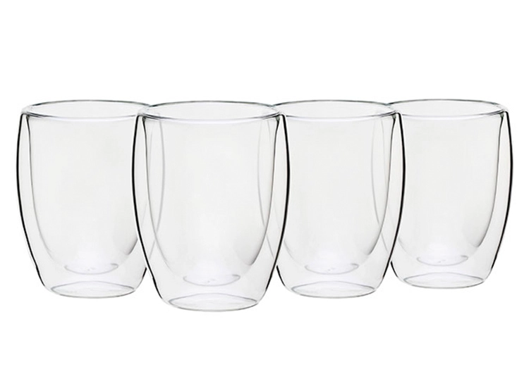 SET 4 VASOS RIPLEY HOME DOBLE PARED VIDRIO TRANSPARENTE 350 ML - 1