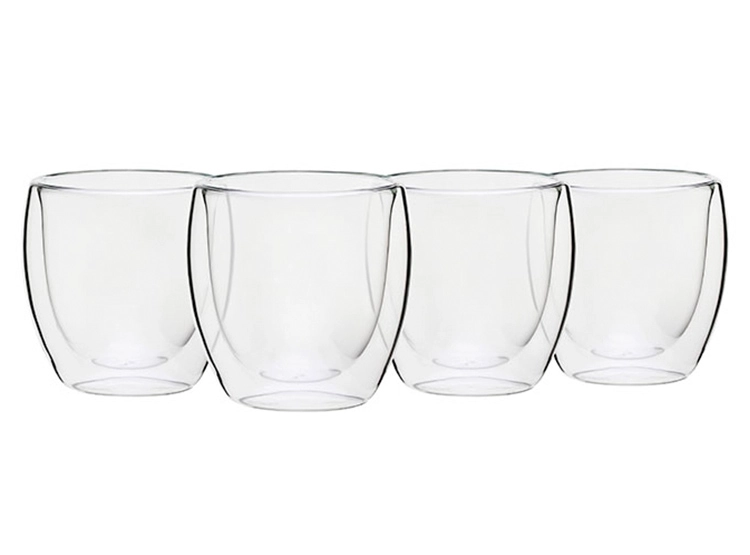 SET 4 VASOS RIPLEY HOME DOBLE PARED VIDRIO TRANSPARENTE 100 ML - 1