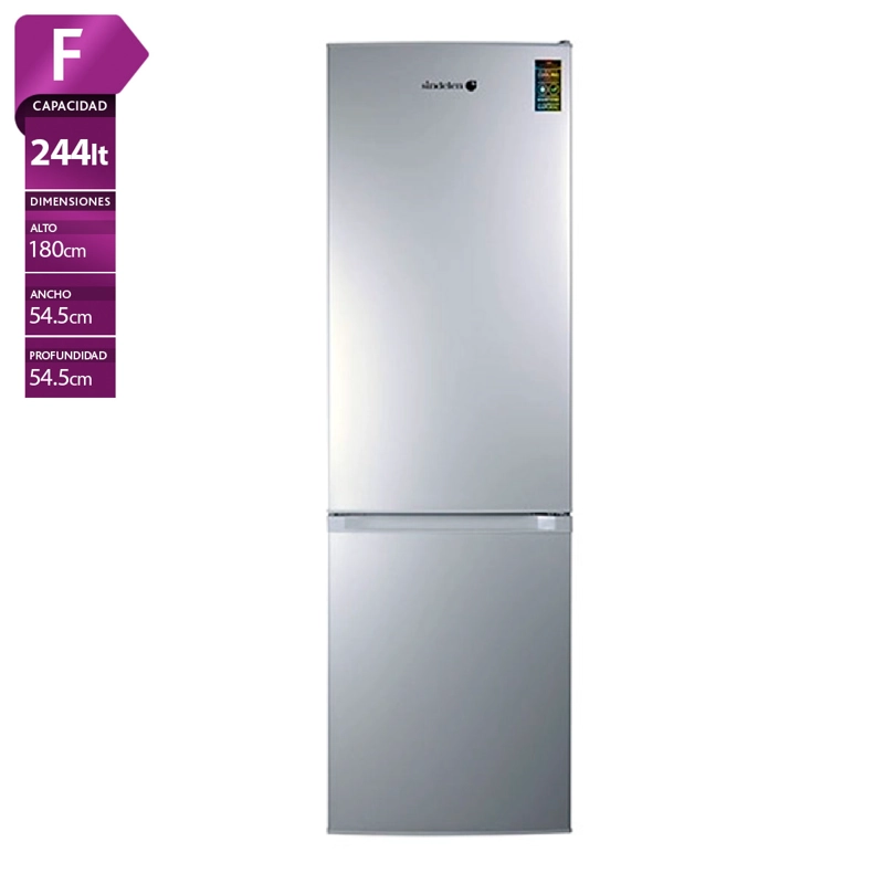 REFRIGERADOR BOTTOM FREEZER SINDELEN RD-2450 244L FRÍO DIRECTO PLATA - 1