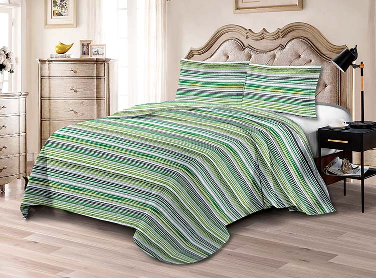 CUBRECAMA QUILT ILLUSIONS KING VERDE ESTAMPADO TIBER - 1