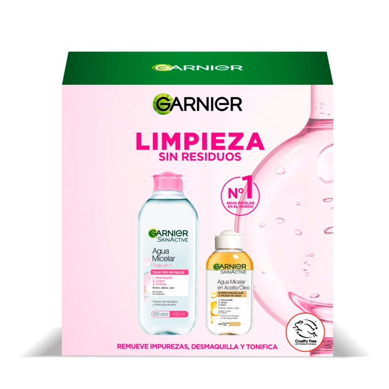 TRATAMIENTO FACIAL GARNIER HIDRATANTE RUTINA LIMPIEZA MICELARES SKIN ACTIVE - 1
