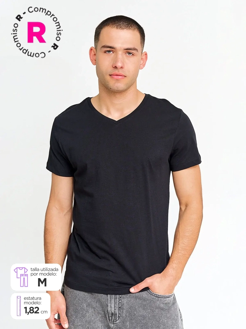 POLERA HOMBRE INDEX MANGA CORTA CUELLO V - 1
