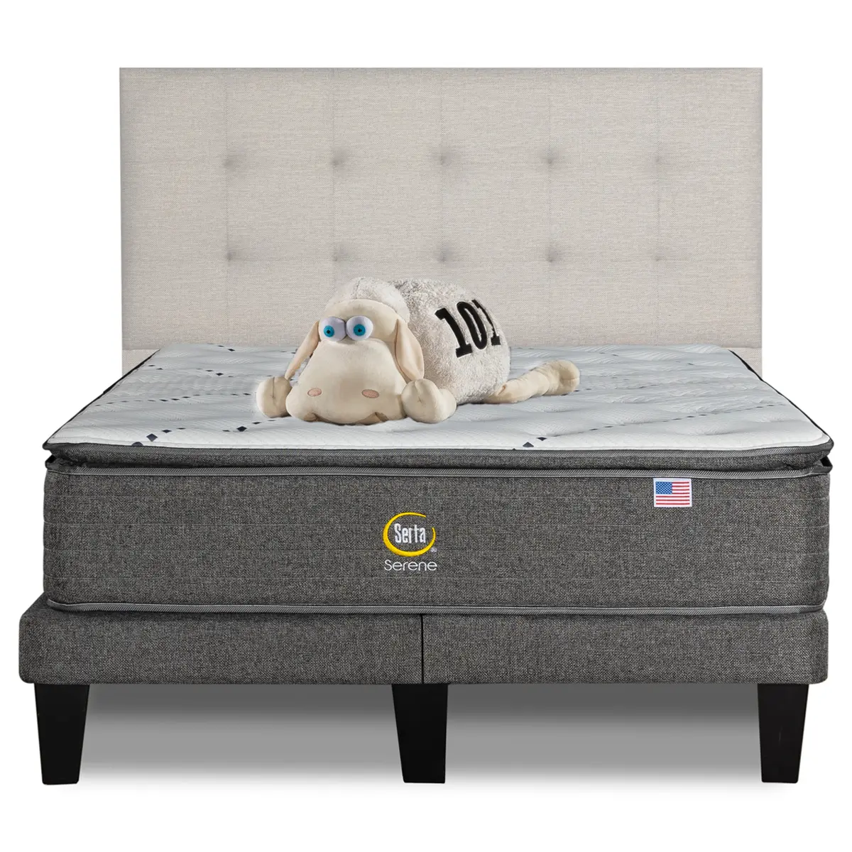 CAMA EUROPEA SERTA SERENE BD 2 PL + RESPALDO TIGNES ARENA - 1