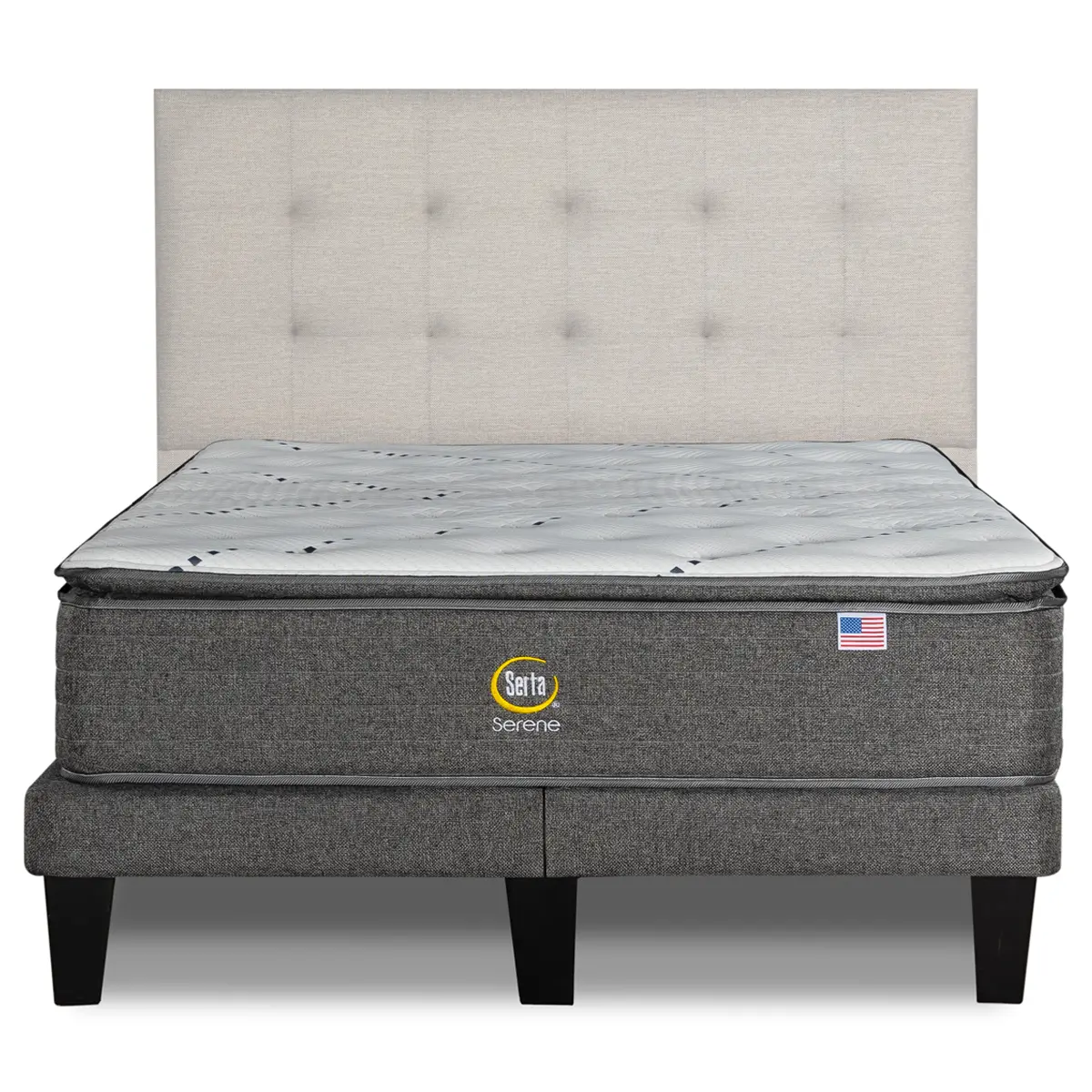 CAMA EUROPEA SERTA SERENE BD 2 PL + RESPALDO TIGNES ARENA - 2