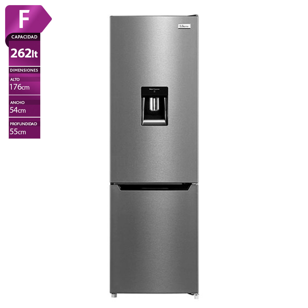 REFRIGERADOR BOTTOM FREEZER LIBERO LRB-270SDIW 262L FRÍO DIRECTO ACERO
