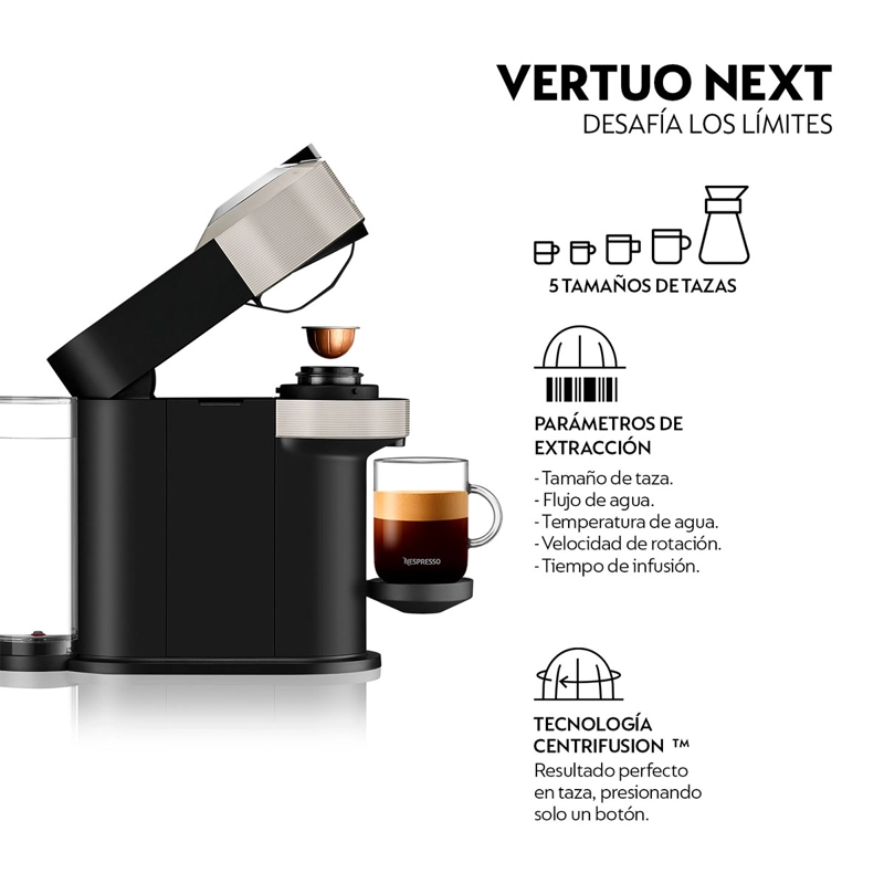 CAFETERA NESPRESSO CÁPSULA VERTUO NEXT GRIS CLARO - 4
