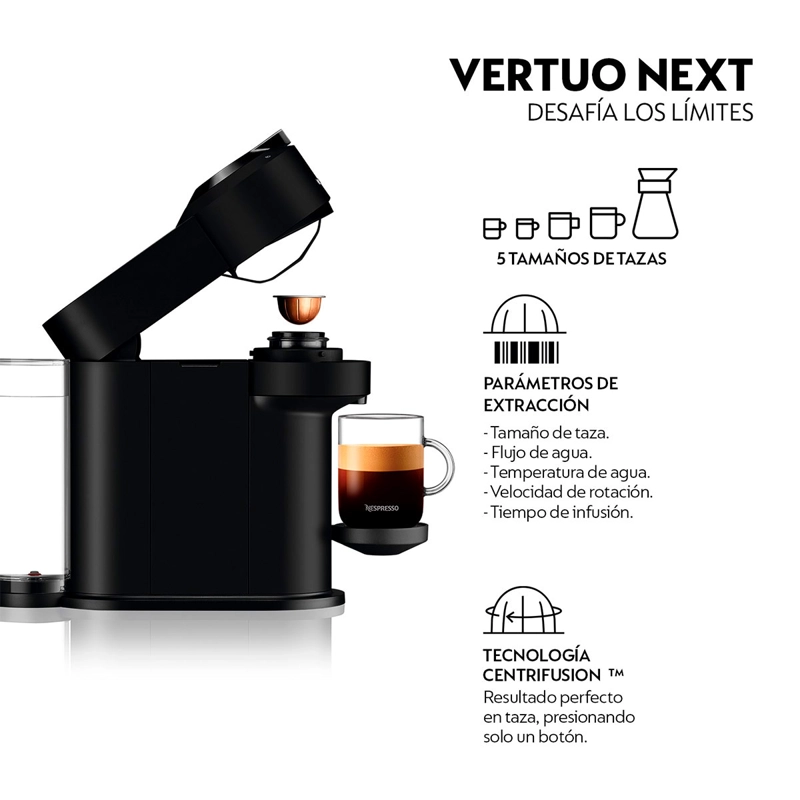 CAFETERA NESPRESSO CÁPSULA VERTUO NEXT NEGRO + ESPUMADOR DE LECHE AEROCCINO 3 - 4