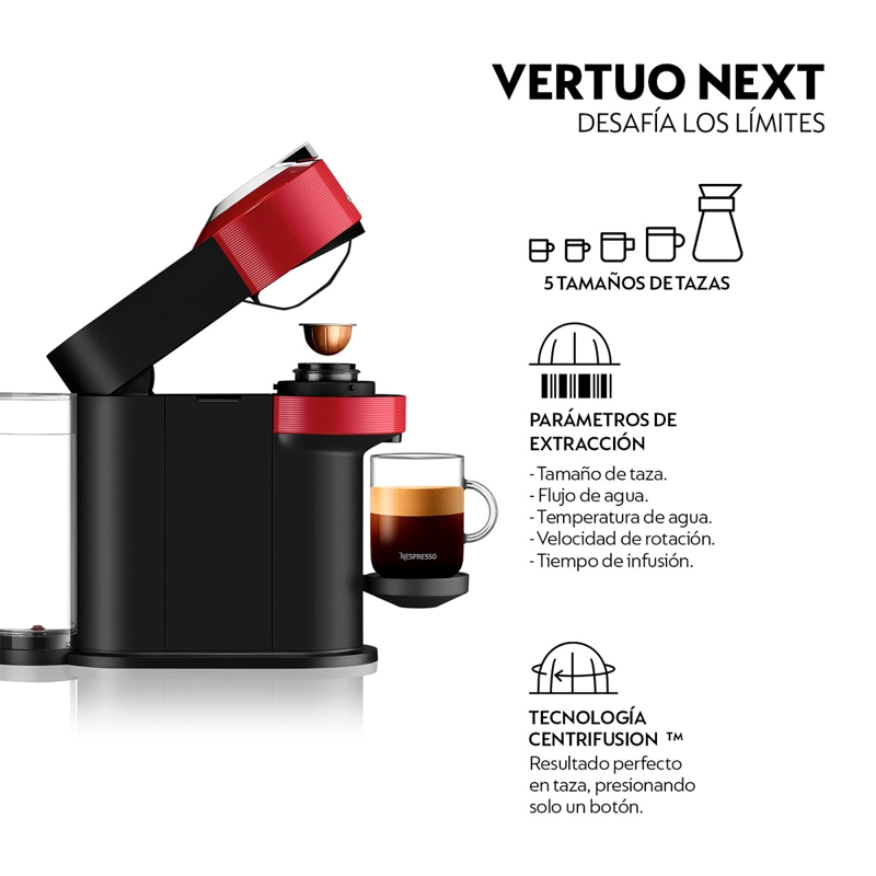 CAFETERA NESPRESSO CÁPSULA VERTUO NEXT ROJO - 4