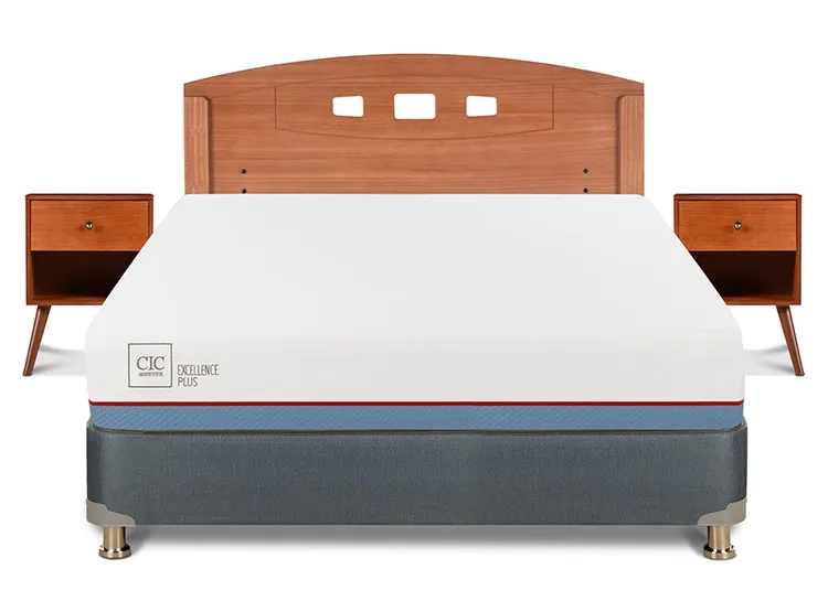 JUEGO DE DORMITORIO CIC CAMA BOX AMERICANO EXCELLENCE PLUS BN 2 PLAZAS + SET NEW GALES - 1