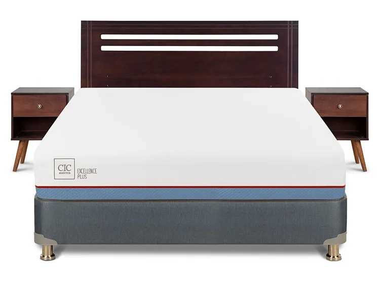 JUEGO DE DORMITORIO CIC CAMA BOX AMERICANO EXCELLENCE PLUS BN 2 PLAZAS + SET NEW MUNICH - 1