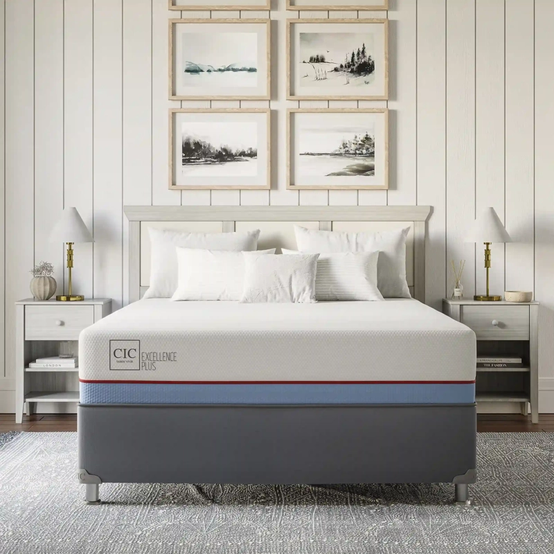 JUEGO DE DORMITORIO CIC CAMA BOX AMERICANO EXCELLENCE PLUS BN 2 PLAZAS + SET NEW MUNICH - 8