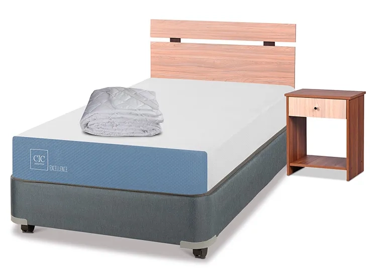 JUEGO DE DORMITORIO CIC CAMA BOX AMERICANO EXCELLENCE 1 PLAZA + SET OLMO + ALMOHADAS + PLUMON - 2