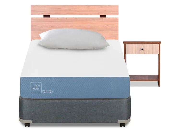 JUEGO DE DORMITORIO CIC CAMA BOX AMERICANO EXCELLENCE 1.5 PLAZAS + SET OLMO + ALMOHADAS - 1