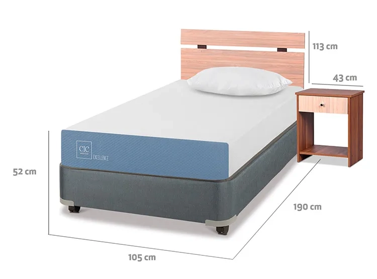 JUEGO DE DORMITORIO CIC CAMA BOX AMERICANO EXCELLENCE 1.5 PLAZAS + SET OLMO + ALMOHADAS - 3