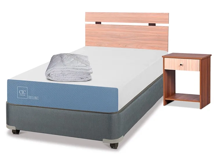 JUEGO DE DORMITORIO CIC CAMA BOX AMERICANO EXCELLENCE 1.5 PLAZAS + SET OLMO + PLUMON - 2