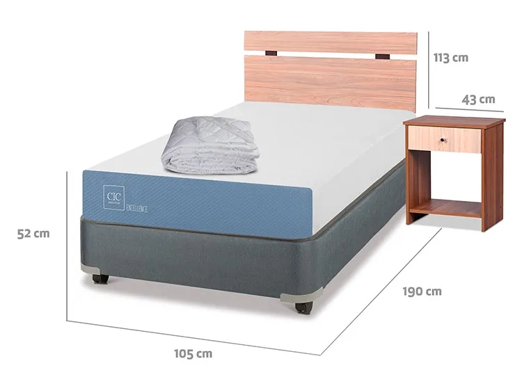 JUEGO DE DORMITORIO CIC CAMA BOX AMERICANO EXCELLENCE 1.5 PLAZAS + SET OLMO + PLUMON - 3