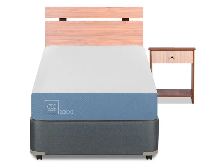 JUEGO DE DORMITORIO CIC CAMA BOX AMERICANO EXCELLENCE 1 PLAZA + SET OLMO - 1