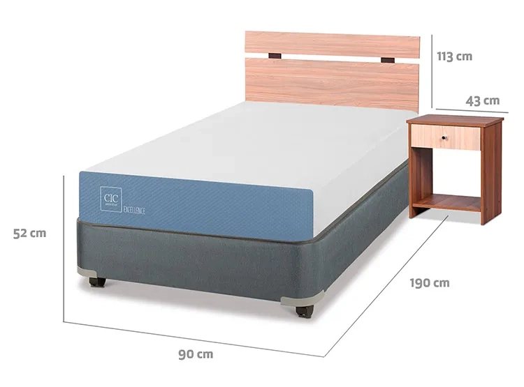 JUEGO DE DORMITORIO CIC CAMA BOX AMERICANO EXCELLENCE 1 PLAZA + SET OLMO - 3