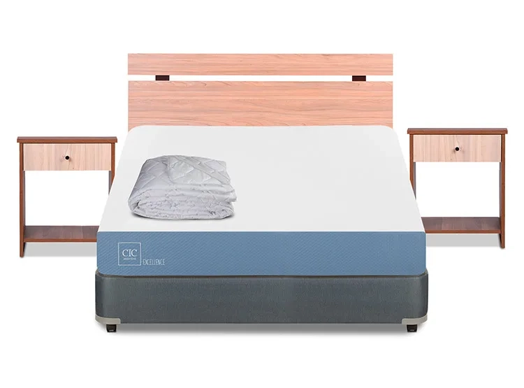 JUEGO DE DORMITORIO CIC CAMA BOX AMERICANO EXCELLENCE 2 PLAZAS + SET OLMO + PLUMON - 1
