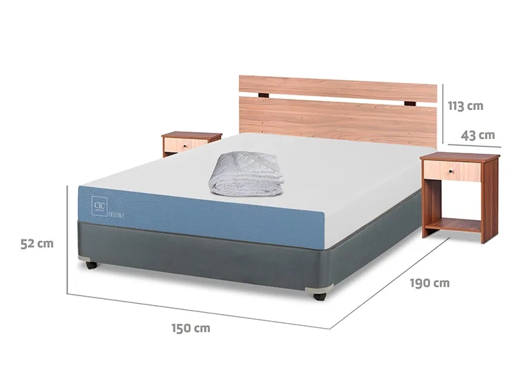 JUEGO DE DORMITORIO CIC CAMA BOX AMERICANO EXCELLENCE 2 PLAZAS + SET OLMO + PLUMON - 3