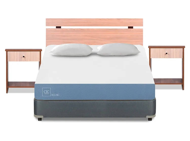 JUEGO DE DORMITORIO CIC CAMA BOX AMERICANO EXCELLENCE 2 PLAZAS + SET OLMO + ALMOHADAS - 1
