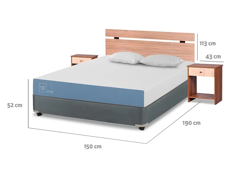 JUEGO DE DORMITORIO CIC CAMA BOX AMERICANO EXCELLENCE 2 PLAZAS + SET OLMO + ALMOHADAS - 3