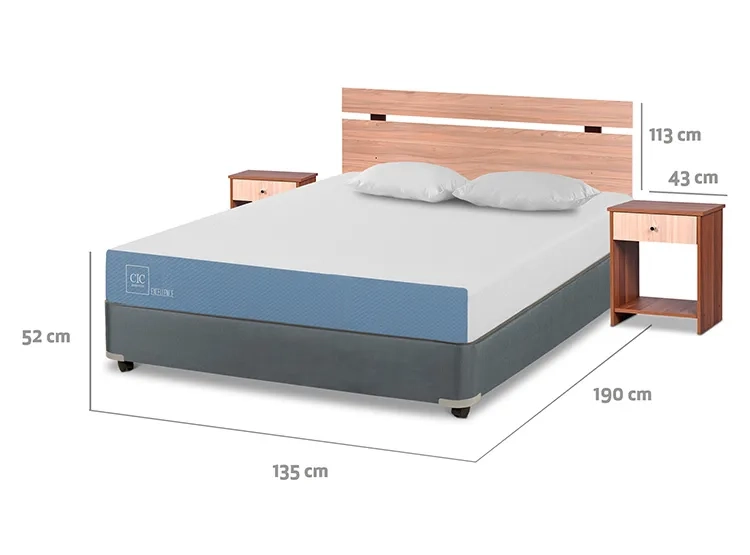 JUEGO DE DORMITORIO CIC CAMA BOX AMERICANO EXCELLENCE OLMO FULL + ALMOHADAS - 3