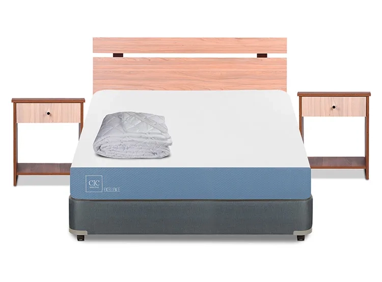 JUEGO DE DORMITORIO CIC CAMA BOX AMERICANO EXCELLENCE FULL + SET OLMO + PLUMON - 1