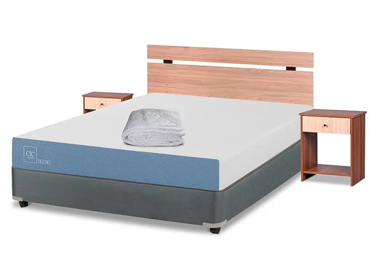 JUEGO DE DORMITORIO CIC CAMA BOX AMERICANO EXCELLENCE FULL + SET OLMO + PLUMON - 2
