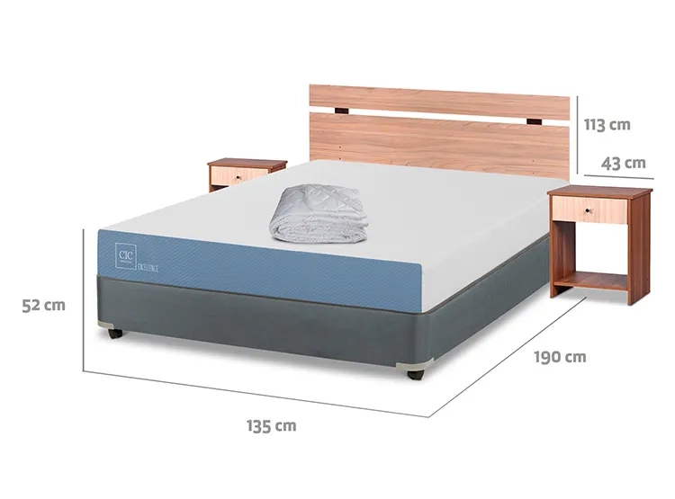JUEGO DE DORMITORIO CIC CAMA BOX AMERICANO EXCELLENCE FULL + SET OLMO + PLUMON - 3