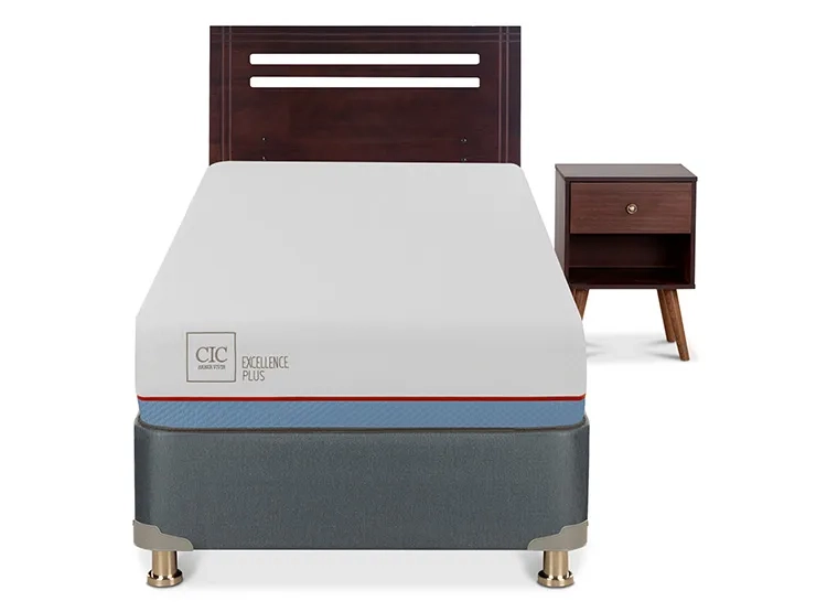 JUEGO DE DORMITORIO CIC CAMA BOX AMERICANO EXCELLENCE PLUS 1 PLAZA + SET NEW MUNICH - 1