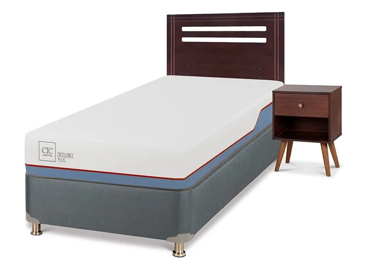 JUEGO DE DORMITORIO CIC CAMA BOX AMERICANO EXCELLENCE PLUS 1 PLAZA + SET NEW MUNICH - 2