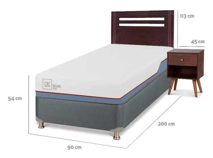 JUEGO DE DORMITORIO CIC CAMA BOX AMERICANO EXCELLENCE PLUS 1 PLAZA + SET NEW MUNICH - 3