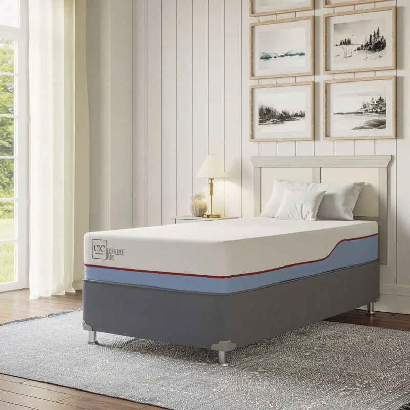 JUEGO DE DORMITORIO CIC CAMA BOX AMERICANO EXCELLENCE PLUS 1.5 PLAZAS + PLUMON - 11
