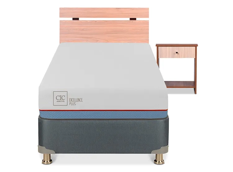JUEGO DE DORMITORIO CIC CAMA BOX AMERICANO EXCELLENCE PLUS 1 PLAZA + SET OLMO - 1