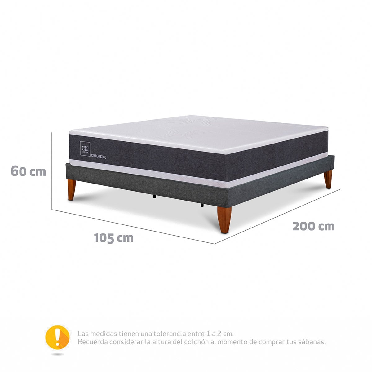 CAMA EUROPEA CIC CURVE NEW ORTOPEDIC 1.5 PLAZAS - 11