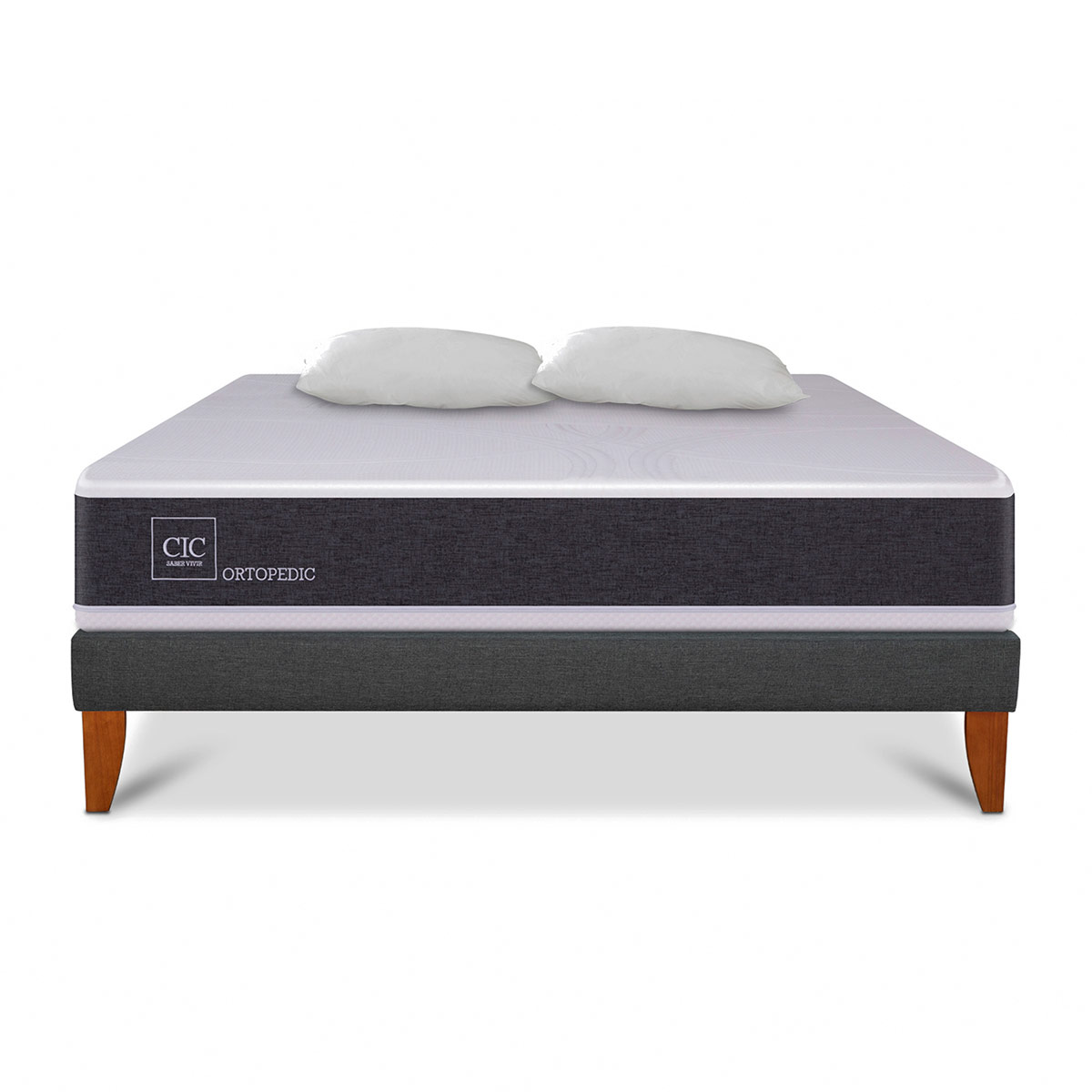 JUEGO DE DORMITORIO CIC CAMA EUROPEA NEW ORTOPEDIC CURVE 2 PLAZAS + ALMOHADAS - 1