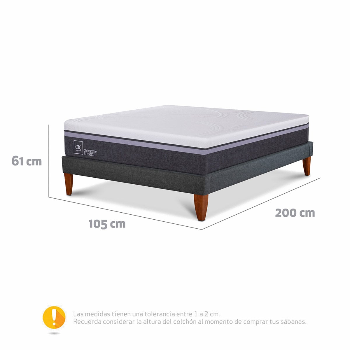 CAMA EUROPEA CIC CURVE ORTOPEDIC ADVANCE 1.5 PLAZAS - 11