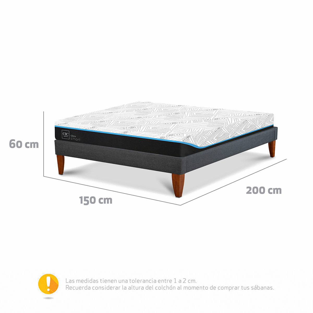 CAMA EUROPEA CIC CURVE GREEN INFINITY 2 PLAZAS VERDE - 10