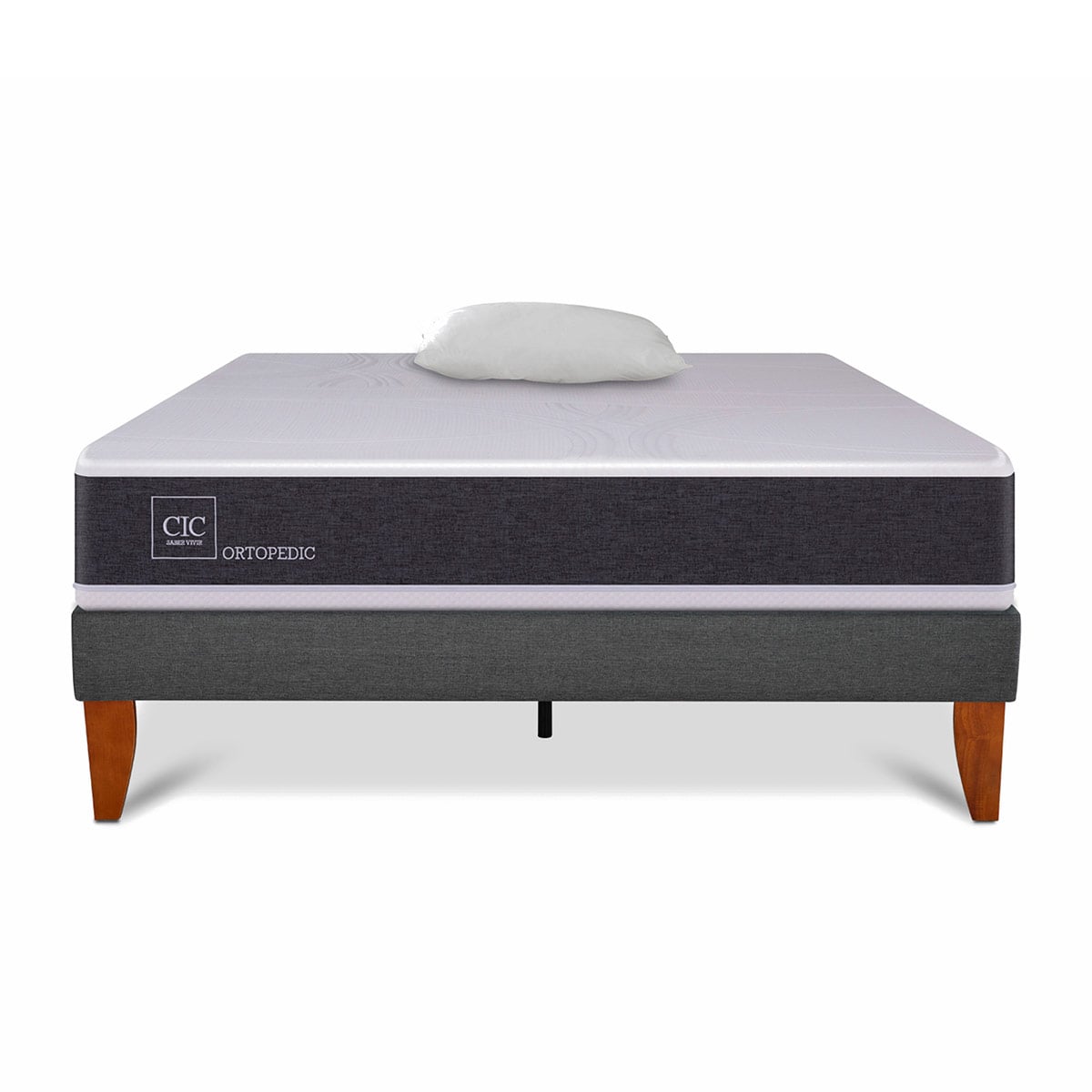JUEGO DE DORMITORIO CIC CAMA EUROPEA CURVE NEW ORTOPEDIC 1.5 PLAZAS + ALMOHADA - 1
