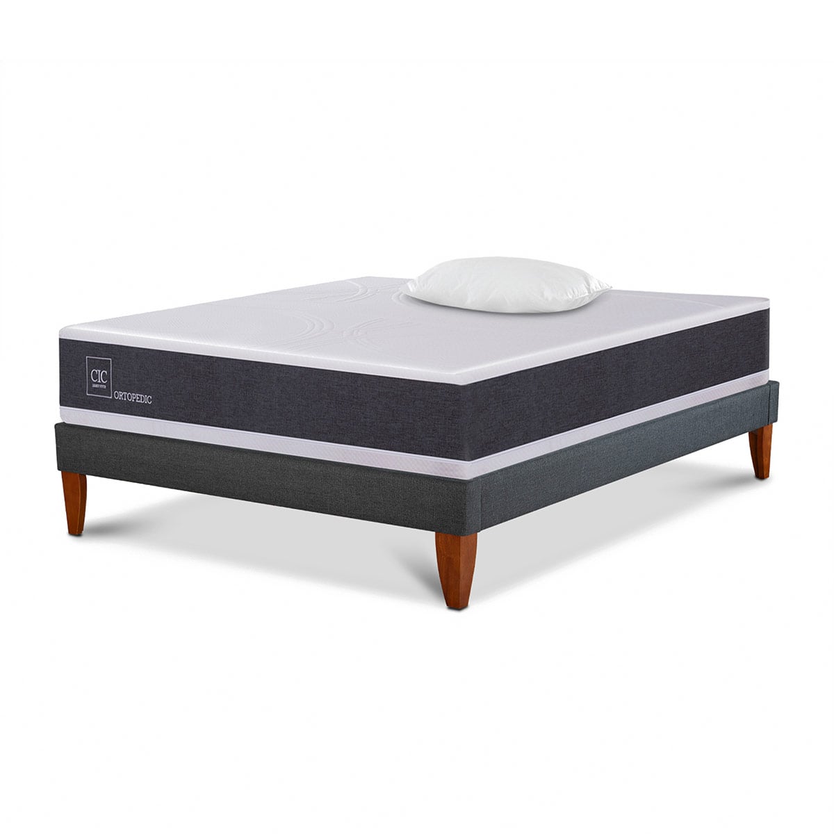 JUEGO DE DORMITORIO CIC CAMA EUROPEA CURVE NEW ORTOPEDIC 1.5 PLAZAS + ALMOHADA - 2