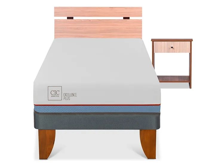 JUEGO DE DORMITORIO CIC CAMA EUROPEA EXCELLENCE PLUS 1 PLAZA + SET OLMO - 1