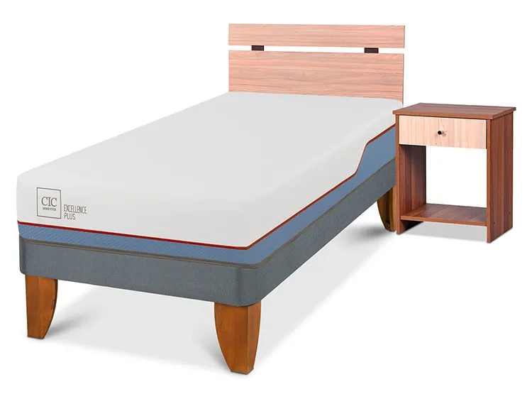 JUEGO DE DORMITORIO CIC CAMA EUROPEA EXCELLENCE PLUS 1 PLAZA + SET OLMO - 2