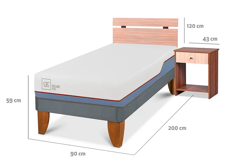 JUEGO DE DORMITORIO CIC CAMA EUROPEA EXCELLENCE PLUS 1 PLAZA + SET OLMO - 3