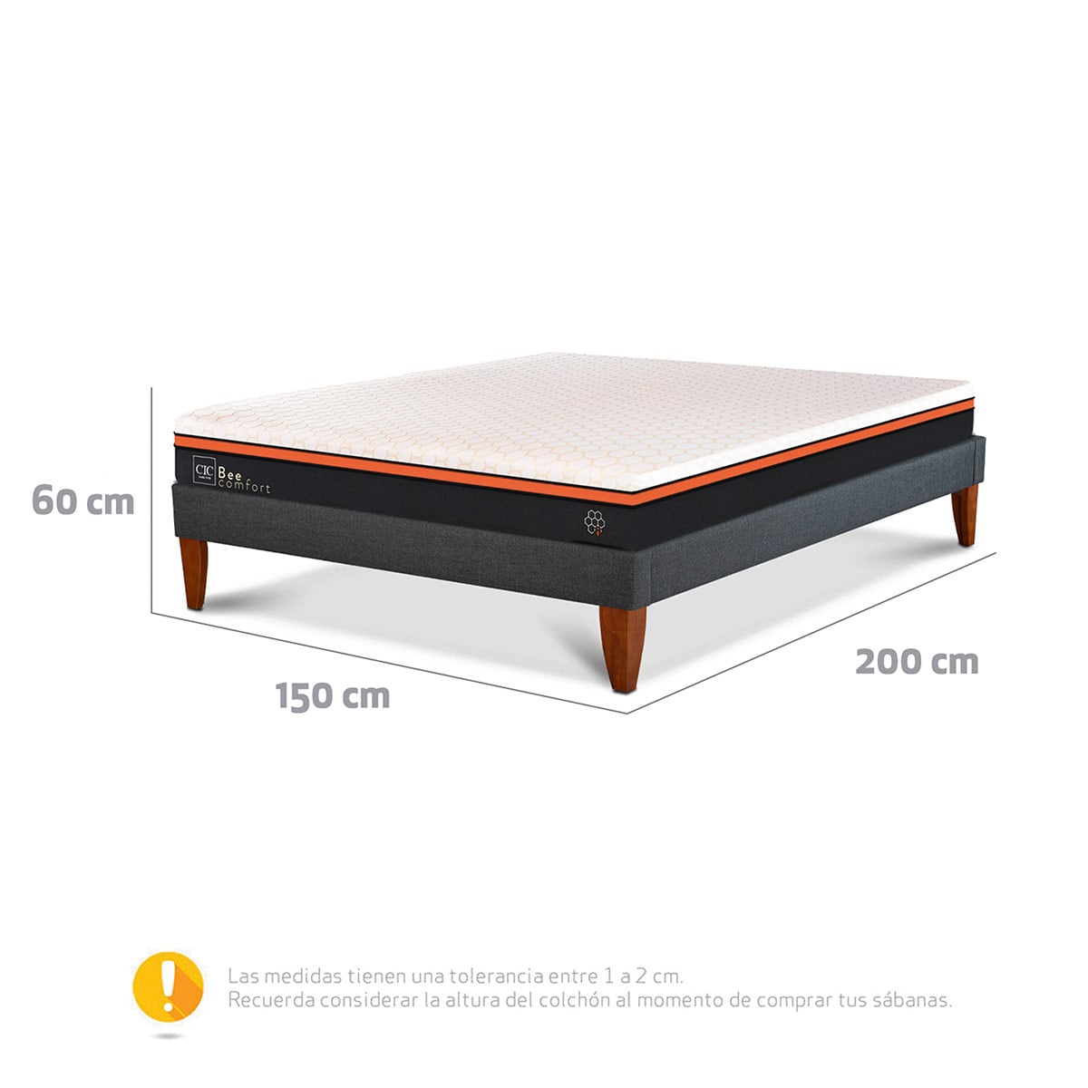 CAMA EUROPEA CIC BEE COMFORT CURVE 2 PLAZAS - 11