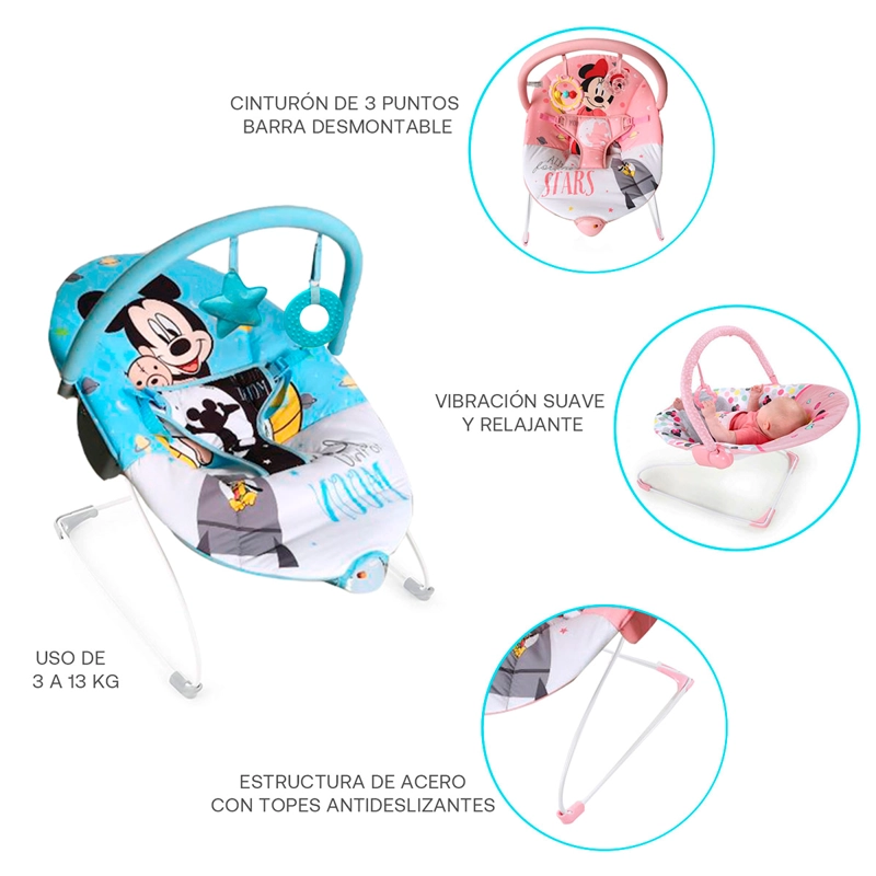 SILLA NIDO VIBRACIÓN MICKEY MOUSE BARRA DE JUGUETES DISNEY - 3